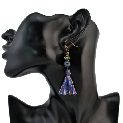 E-4216 2 styles Boho Fashion Tassel Beads Hook Pendant Charm Earring for Women Jewelry