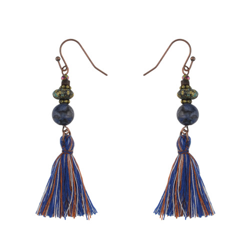 E-4216 2 styles Boho Fashion Tassel Beads Hook Pendant Charm Earring for Women Jewelry