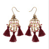 E-4223 2 Styles Bronze Alloy Natural Stone Flower Tassel Pendant Ear Jewelry Earrings For Women