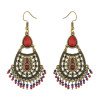 E-4223 2 Styles Bronze Alloy Natural Stone Flower Tassel Pendant Ear Jewelry Earrings For Women