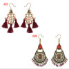 E-4223 2 Styles Bronze Alloy Natural Stone Flower Tassel Pendant Ear Jewelry Earrings For Women