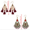 E-4223 2 Styles Bronze Alloy Natural Stone Flower Tassel Pendant Ear Jewelry Earrings For Women