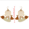E-4224 2 Styles Boho Gold Silver Plated Alloy Natural Stone Round Tassel Pendant Ear Jewelry Earrings For Women