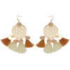 E-4224 2 Styles Boho Gold Silver Plated Alloy Natural Stone Round Tassel Pendant Ear Jewelry Earrings For Women