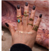 R-1469 9Pcs/set Bohemian Vintage Moon Shape Silver Gold Plated Knuckle Nail Midi Finger Ring for Women Party Jewelry