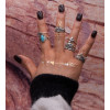 R-1469 9Pcs/set Bohemian Vintage Moon Shape Silver Gold Plated Knuckle Nail Midi Finger Ring for Women Party Jewelry