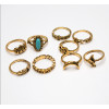 R-1469 9Pcs/set Bohemian Vintage Moon Shape Silver Gold Plated Knuckle Nail Midi Finger Ring for Women Party Jewelry