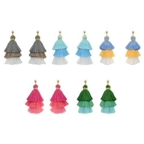 E-4230 11 Colors New Fashion Women Tree shape Long Tassel Drop Dangle Earring for Women Bohemian Jewelry