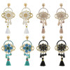 E-4229 4Colors New Fashion Women Fringe Tassel Drop Earring Gold Alloy Flower Shape Earrings Party Jewelry