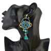E-4229 4Colors New Fashion Women Fringe Tassel Drop Earring Gold Alloy Flower Shape Earrings Party Jewelry
