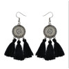 E-4231 5 Colors Silver Flower Alloy diamante thread Tassel pendant Earrings For Women