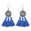 E-4231 5 Colors Silver Flower Alloy diamante thread Tassel pendant Earrings For Women