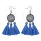 E-4231 5 Colors Silver Flower Alloy diamante thread Tassel pendant Earrings For Women