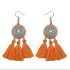 E-4231 5 Colors Silver Flower Alloy diamante thread Tassel pendant Earrings For Women
