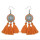 E-4231 5 Colors Silver Flower Alloy diamante thread Tassel pendant Earrings For Women