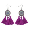 E-4231 5 Colors Silver Flower Alloy diamante thread Tassel pendant Earrings For Women