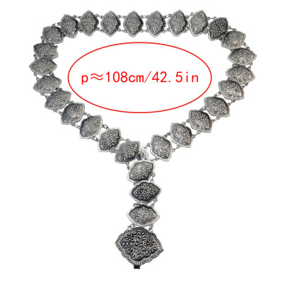 N-6906 Bohemian Retro Tribal Body Jewelry Gypsy Silver Plated Alloy Carved Flower Belly Body Chain Waist Summer Chain