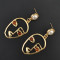 E-4232 2 Color New Fashion Gold Silver Simple Face Shaped Drop Stud Earring Jewelry