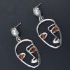E-4232 2 Color New Fashion Gold Silver Simple Face Shaped Drop Stud Earring Jewelry
