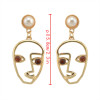 E-4232 2 Color New Fashion Gold Silver Simple Face Shaped Drop Stud Earring Jewelry
