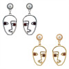 E-4232 2 Color New Fashion Gold Silver Simple Face Shaped Drop Stud Earring Jewelry