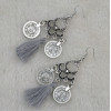 E-4234 4 Colors Silver Alloy Coin Drop Dangle Pendant Fringe Tassel Ear Jewelry Earrings For Women