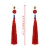 E-4238 6 Colors Handmade Bohemian Long Tassel Fringe Drop Earrings for Women Party Jewelry Accessories
