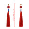 E-4238 6 Colors Handmade Bohemian Long Tassel Fringe Drop Earrings for Women Party Jewelry Accessories