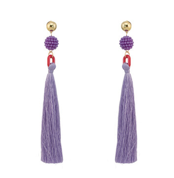 E-4238 6 Colors Handmade Bohemian Long Tassel Fringe Drop Earrings for Women Party Jewelry Accessories