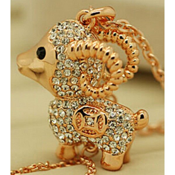 N-5281 Chain Coin Tassels Full Rhinestone Lamb charm sheep Pendant gaot Necklace