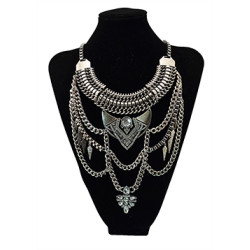 N-5700 Boho Vintage Silver Multi layer Chains Necklace Gold Perfumes Jewelry Gypsy Charm Crystal Rhinestone Flower Pendants & Necklaces