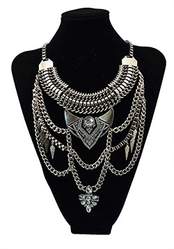 N-5700 Boho Vintage Silver Multi layer Chains Necklace Gold Perfumes Jewelry Gypsy Charm Crystal Rhinestone Flower Pendants & Necklaces