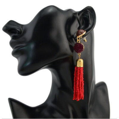 E-4237 5 Colors Fashion Resin Beads Tassel Statement Drop Earrings for Women Bridal Wedding Party Jewelry