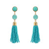 E-4237 5 Colors Fashion Resin Beads Tassel Statement Drop Earrings for Women Bridal Wedding Party Jewelry