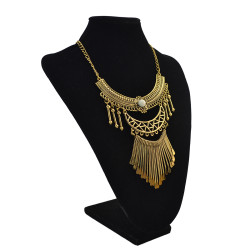 N-5572  Vintage Gold plated Tassel Bead Pendant Charm Bohmeian Necklace