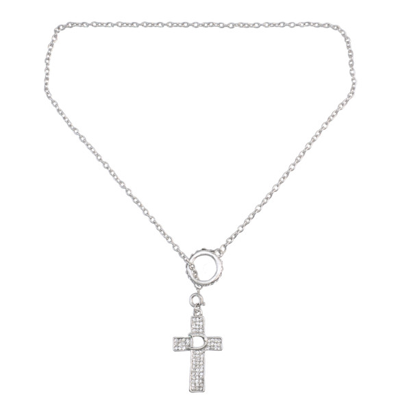 N-0505 Fashion  Long Chain Cross Crystal Pendant Charm Necklace jewelry
