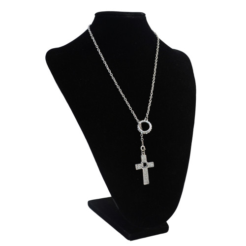 N-0505 Fashion  Long Chain Cross Crystal Pendant Charm Necklace jewelry
