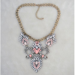 Fashion Long Gold Chain Stone Pendant Diamante Stone Necklace For Women Jewelry
