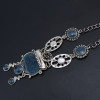 N-0148 Vintage Silver plated Enamel Pendant Dangle Necklace for Women