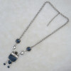 N-0148 Vintage Silver plated Enamel Pendant Dangle Necklace for Women