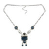 N-0148 Vintage Silver plated Enamel Pendant Dangle Necklace for Women