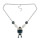 N-0148 Vintage Silver plated Enamel Pendant Dangle Necklace for Women