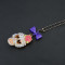 N-2869 New BJ Punk Charming Pink Rose Gold Plated Chain Rhinestone Skull Necklace