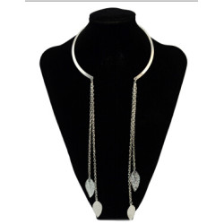 N-2017 Fashion Lady Silver Gold Metal Leaf Pendant Long Tassel Necklaces for Women Bohemian Party Jewelry