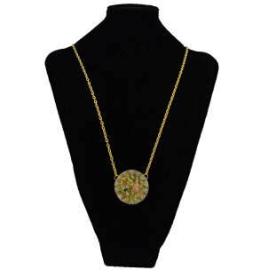 N-2285 Vintage Gold plated Rhinestones Round Pendant Charm Bohmeian Necklace For Women Jewelry