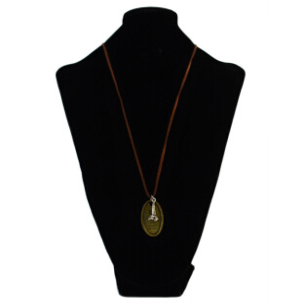 N-2305 New Bohemian Vintage Long Leather Chain Oval Pendant Necklace For Women