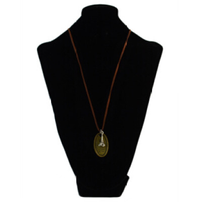 N-2305 New Bohemian Vintage Long Leather Chain Oval Pendant Necklace For Women