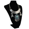 N-5409 Bohemian Vintage Silver Turquoise Rhinestone Pendant Necklaces for Women Party Anniversary Gift