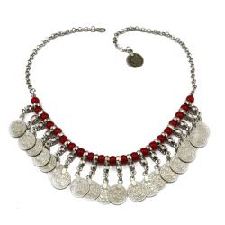 N-5548 New Fashion Bohemian Beads Chain Coin Pendant Statement Necklace For Women Jewelry
