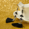 E-4239 2Colors Fashion Bohemian  Crystal Stone Thread Tassel Drop Earrings Party Jewelry
